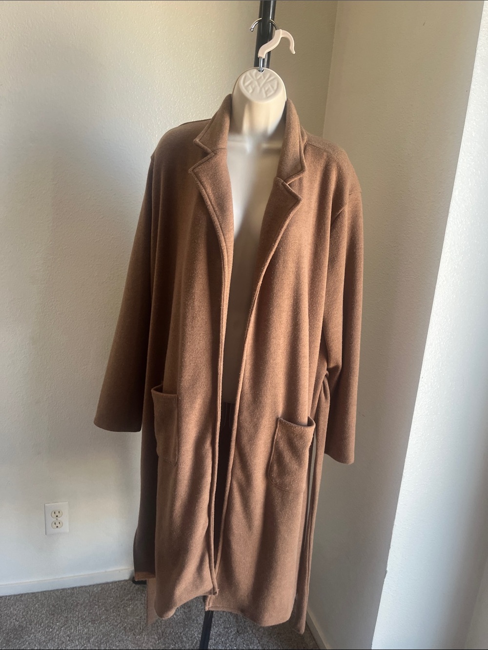 Time and Tru Long Open-Front Cardigan in Camel Brown - Picture 6 of 6